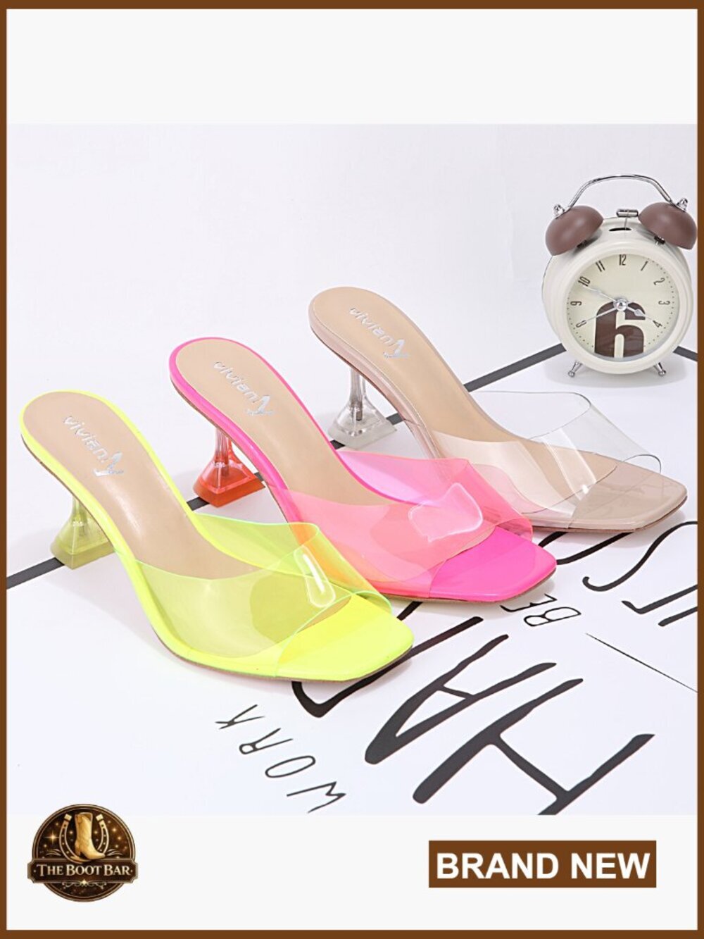 Transparent Stiletto Heel Sandals Clear Slippers Backless Peep Toe Mules - Picture 7 of 7